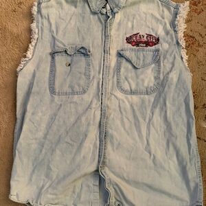 Sleeveless Denim Shirt with Ocean City Patch